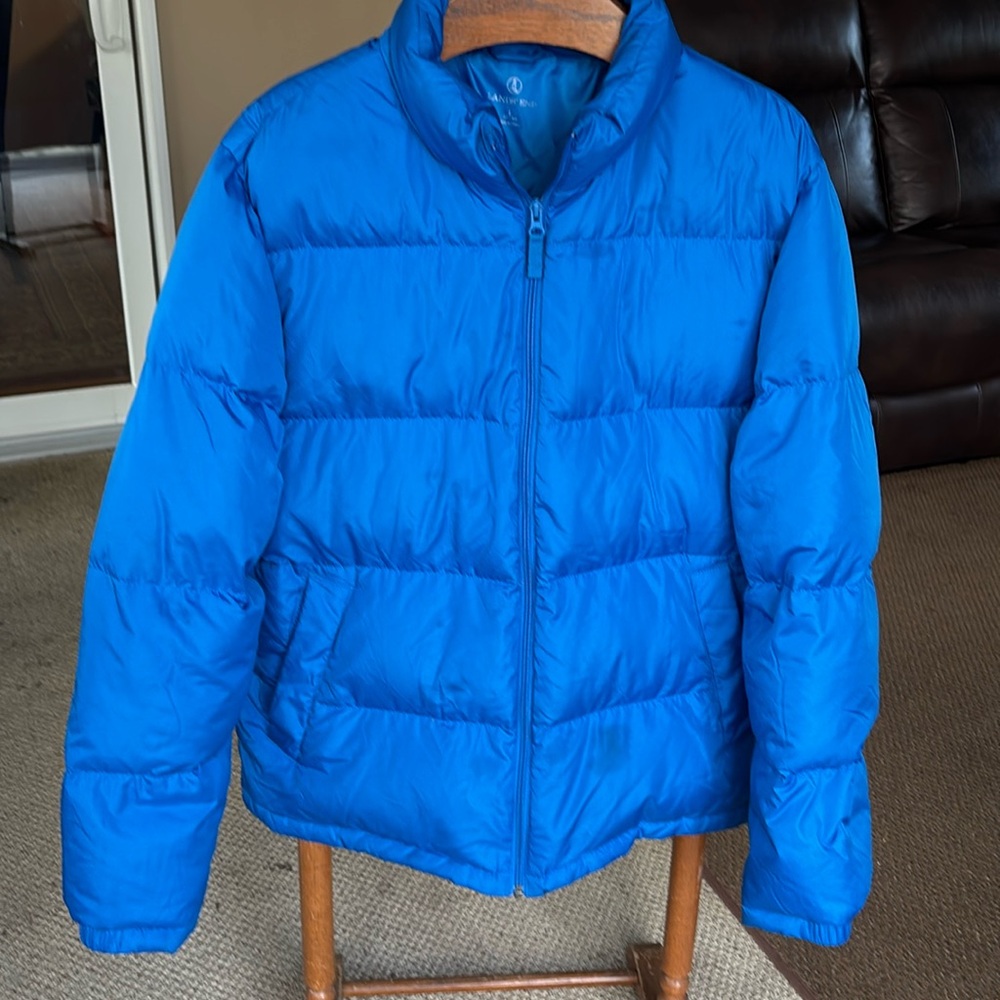 Lands End down puffer jacket. Blue. Large. Great condition